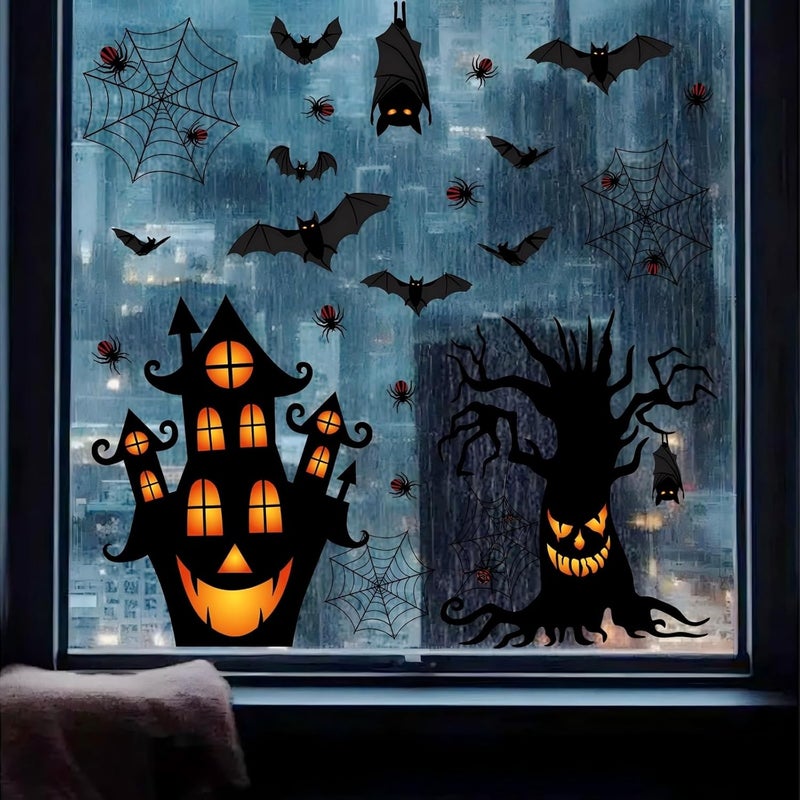 BV 63 Pcs Halloween Window Clings, Halloween Window Decorative Stickers for Decorations Holiday Outside Decorations(8x12inch) - Image 2